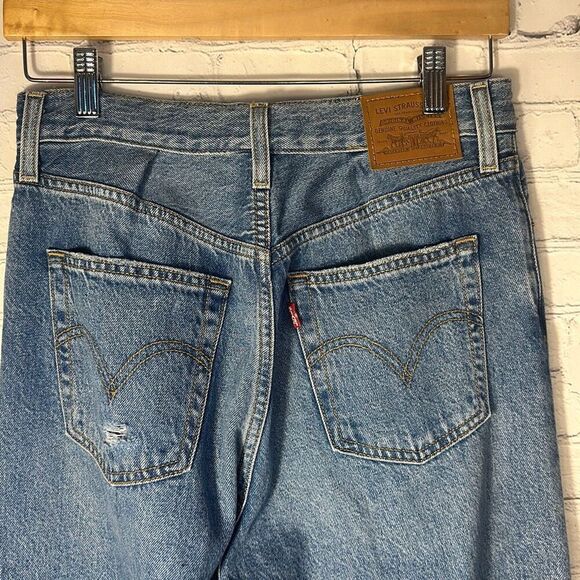 Levis Jeans Big E Womens Wide Leg Button Fly Blue Denim San Francisco 28 - Picture 7 of 12